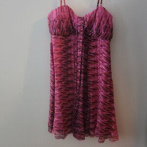 NWT Express Pink Ruched Empire Waist Dress | Removable Straps | Size 10